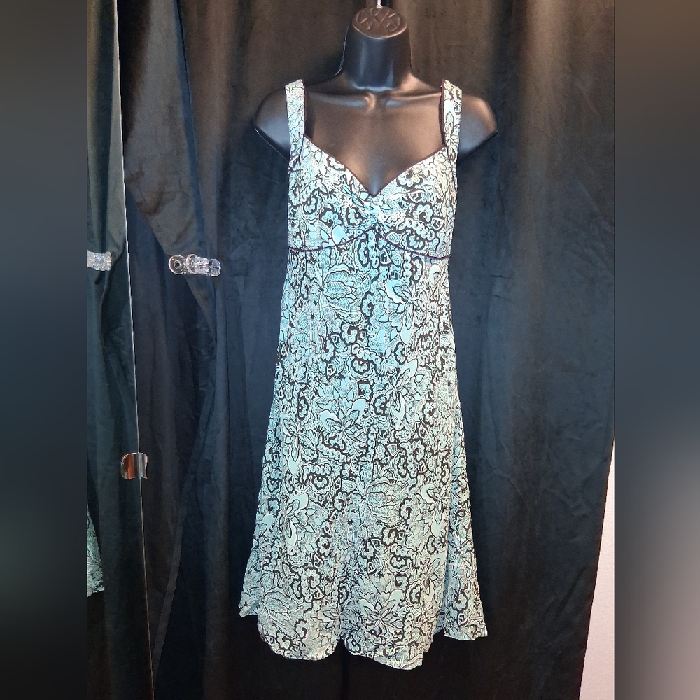 Ann Taylor Loft Torquoise/Brown Midi Dress